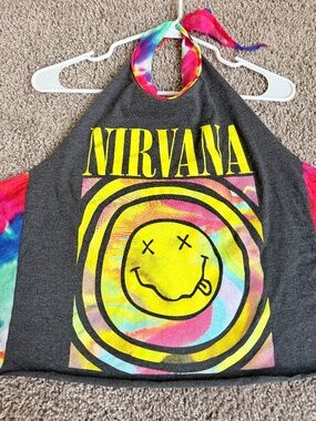 VINTAGE NIRVANA tie-dye halter top (tie back)